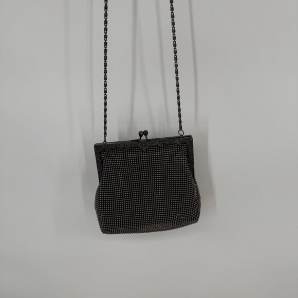 Vintage Talbots Black Mesh Evening Bag  Chain Strap & Kiss Lock Closure gray - Picture 2 of 15
